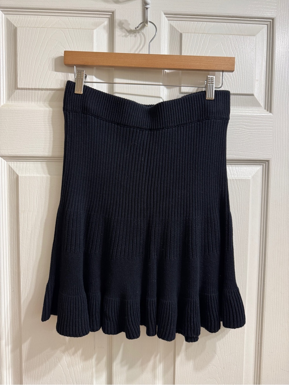 Free People Women's Black Ribbed Knit Flared Skirt